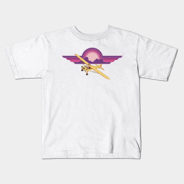 Piper Cub Sunset Kids T-Shirt by Kassi Skye